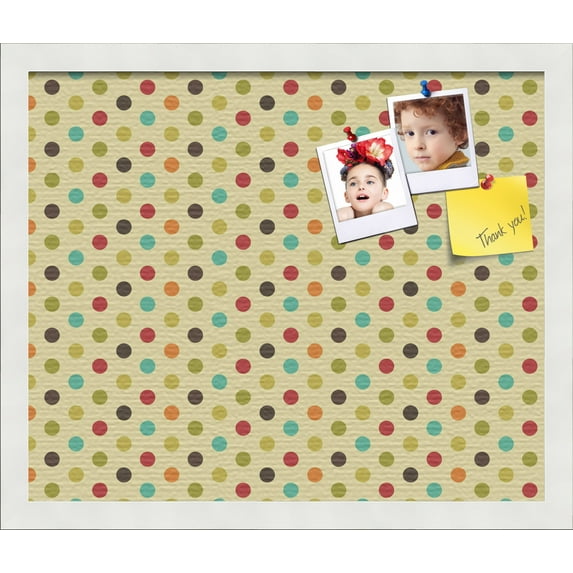 PinPix 18x15 Custom Cork Bulletin Board Yellow Polka Dot Poster Board Has a Fabric Style Canvas Finish, Framed in Yellow Polka Dot, by ArtToFrames (PinPix-569)