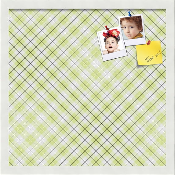 PinPix 18x18 Custom Cork Bulletin Board Argyle Light Yellow Poster Board Has a Fabric Style Canvas Finish, Framed in Argyle Light Yellow, by ArtToFrames (PinPix-642)