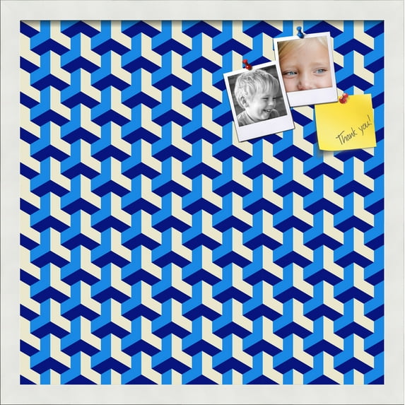 PinPix 18x18 Custom Cork Bulletin Board Baus Blue Beige Poster Board Has a Fabric Style Canvas Finish, Framed in Baus Blue Beige, by ArtToFrames (PinPix-1532)