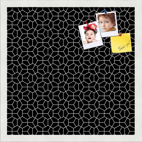 PinPix 18x18 Custom Cork Bulletin Board Modeco Hex W B Poster Board Has a Fabric Style Canvas Finish, Framed in Modeco Hex W B, by ArtToFrames (PinPix-1730)