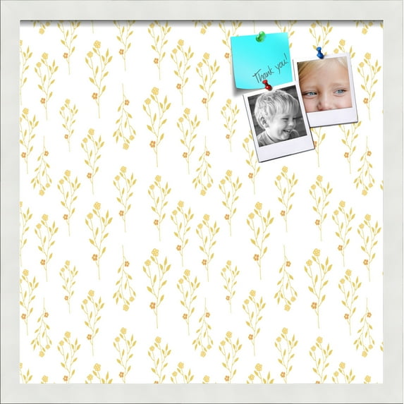 PinPix 18x18 Custom Cork Bulletin Board Vintage Botanical Gold Poster Board Has a Fabric Style Canvas Finish, Framed in Vintage Botanical Gold, by ArtToFrames (PinPix-1593)