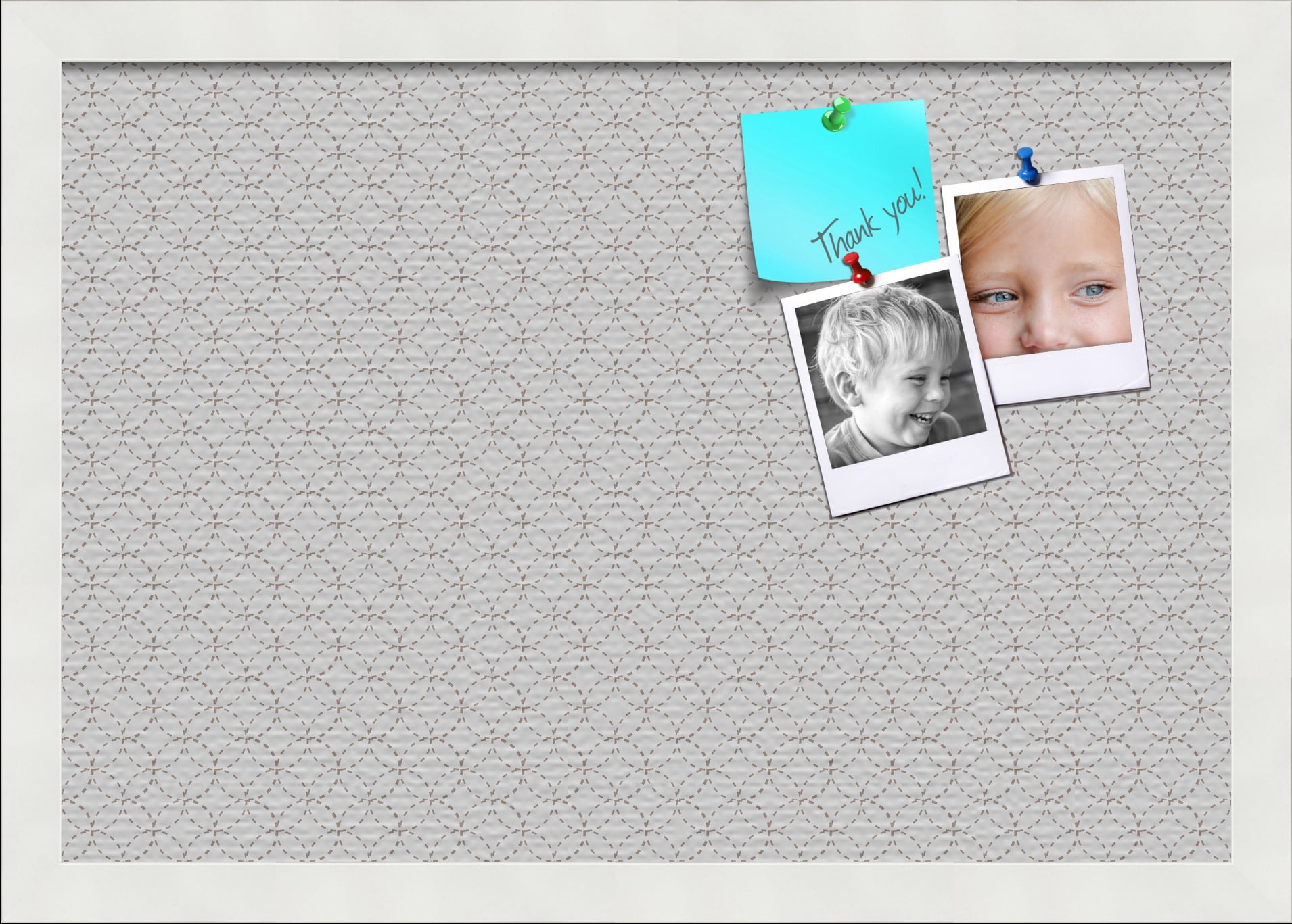 PinPix 19x13 Custom Cork Bulletin Board Beige Circles Poster Board Has a Fabric Style Canvas Finish, Framed in Beige Circles, by ArtToFrames (PinPix-491)