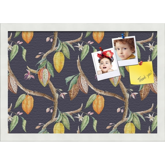 PinPix 19x13 Custom Cork Bulletin Board Fruit on Vine Black Poster Board Has a Fabric Style Canvas Finish, Framed in Fruit on Vine Black, by ArtToFrames (PinPix-1896)