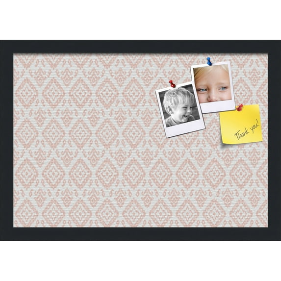 PinPix 19x13 Custom Cork Bulletin Board Ikat Vintage Grapefruit Poster Board Has a Fabric Style Canvas Finish, Framed in Ikat Vintage Grapefruit, by ArtToFrames (PinPix-1600)