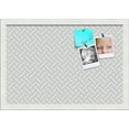 thumbnail image 1 of PinPix 19x13 Custom Cork Bulletin Board Lattice White Pewter Poster Board Has a Fabric Style Canvas Finish, Framed in Lattice White Pewter, by ArtToFrames (PinPix-1821), 1 of 1