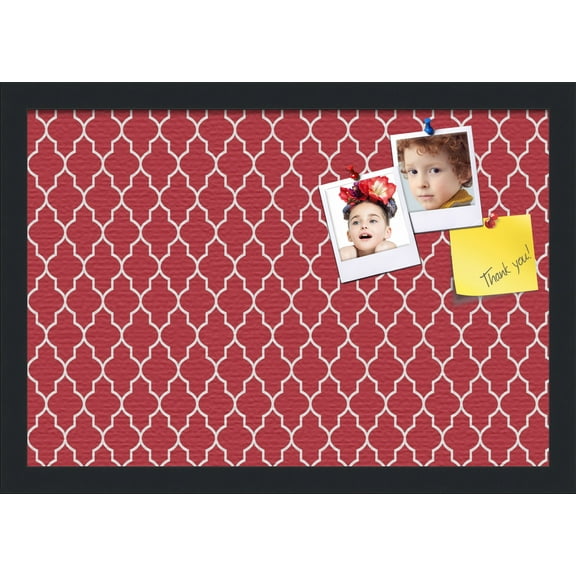 PinPix 19x13 Custom Cork Bulletin Board Quarterfoil Red Poster Board Has a Fabric Style Canvas Finish, Framed in Quarterfoil Red, by ArtToFrames (PinPix-484)