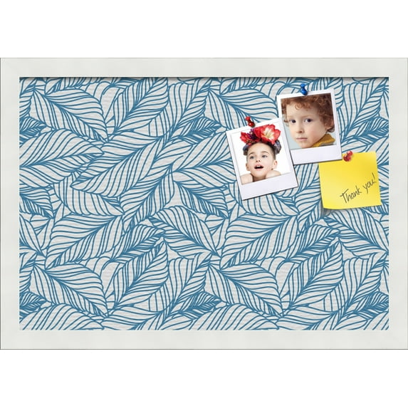 PinPix 19x13 Custom Cork Bulletin Board White Navy Poster Board Has a Fabric Style Canvas Finish, Framed in White Navy, by ArtToFrames (PinPix-1878)