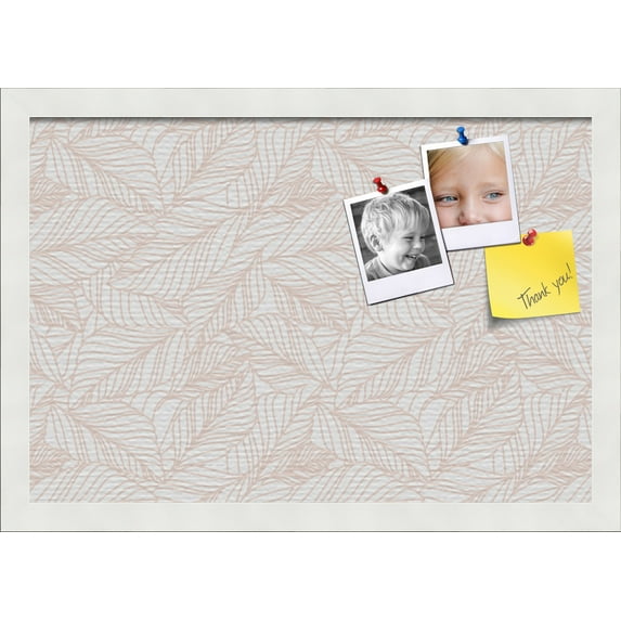 PinPix 19x13 Custom Cork Bulletin Board White Peach Poster Board Has a Fabric Style Canvas Finish, Framed in White Peach, by ArtToFrames (PinPix-1879)