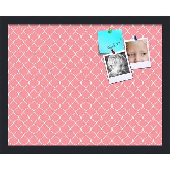 PinPix 19x15 Custom Cork Bulletin Board Light Pink Chain Poster Board Has a Fabric Style Canvas Finish, Framed in Light Pink Chain, by ArtToFrames (PinPix-574)