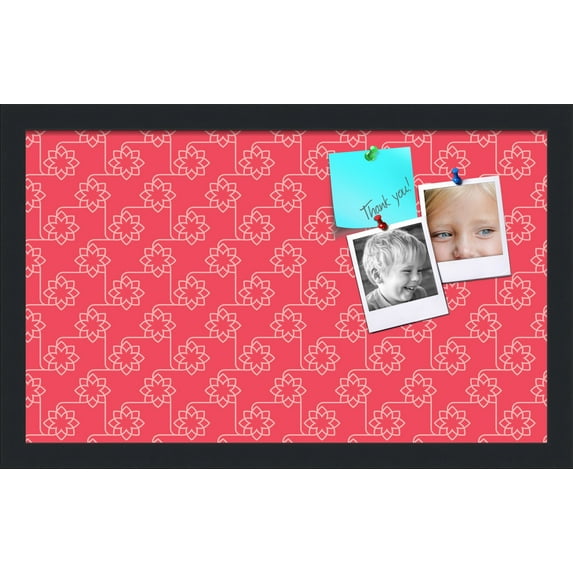 PinPix 20x12 Custom Cork Bulletin Board Floral Dark Pink Poster Board Has a Fabric Style Canvas Finish, Framed in Floral Dark Pink, by ArtToFrames (PinPix-600)