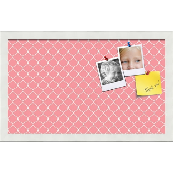 PinPix 20x12 Custom Cork Bulletin Board Light Pink Chain Poster Board Has a Fabric Style Canvas Finish, Framed in Light Pink Chain, by ArtToFrames (PinPix-574)