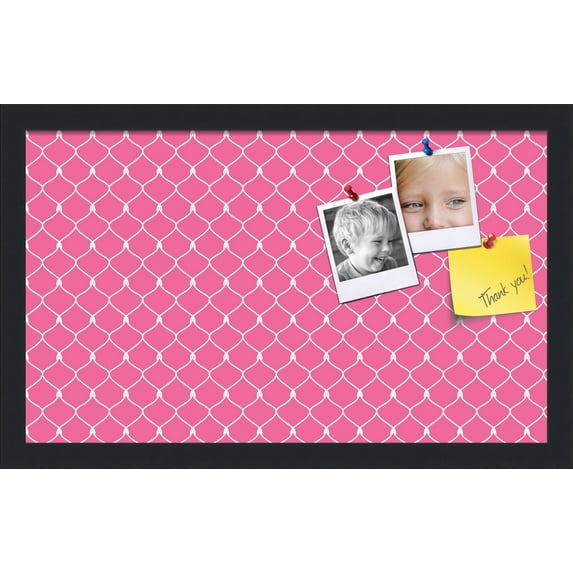PinPix 20x12 Custom Cork Bulletin Board Pink Chain Poster Board Has a Fabric Style Canvas Finish, Framed in Pink Chain, by ArtToFrames (PinPix-578)