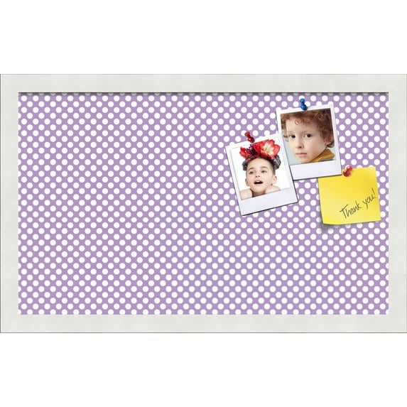 PinPix 20x12 Custom Cork Bulletin Board Purple Polka Dot Poster Board Has a Fabric Style Canvas Finish, Framed in Purple Polka Dot, by ArtToFrames (PinPix-504)