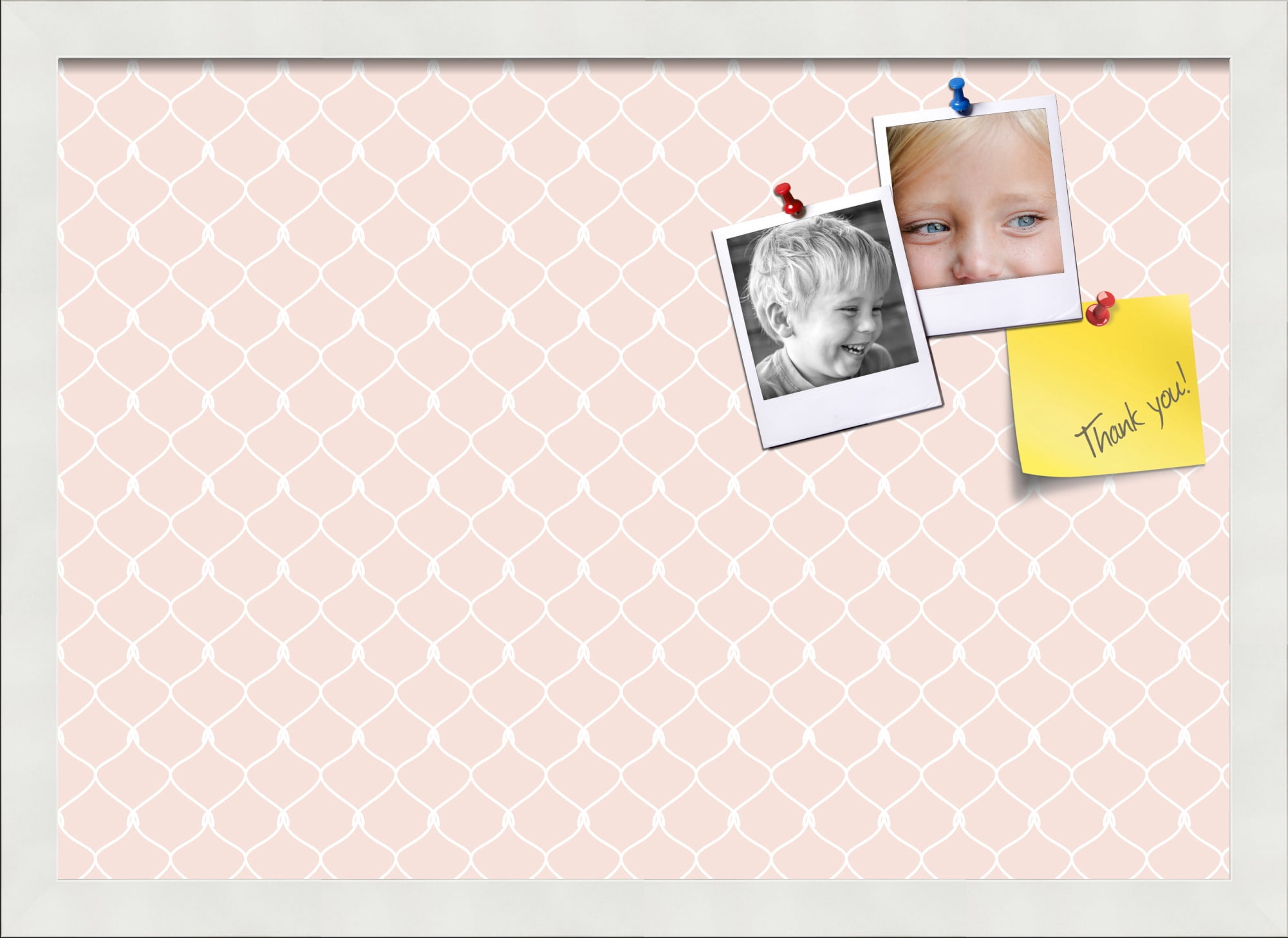 PinPix 20x14 Custom Cork Bulletin Board Baby Pink Chain Poster Board Has a Fabric Style Canvas Finish, Framed in Baby Pink Chain, by ArtToFrames (PinPix-575)