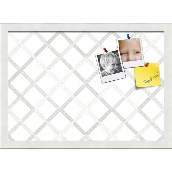 PinPix 20x14 Custom Cork Bulletin Board Diamond Modern Pattern Grey White Poster Board Has a Fabric Style Canvas Finish, Framed in Diamond Modern Pattern Grey White, by ArtToFrames (PinPix-1803)