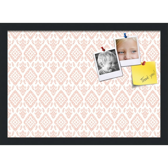 PinPix 20x14 Custom Cork Bulletin Board Ikat Vintage Grapefruit Poster Board Has a Fabric Style Canvas Finish, Framed in Ikat Vintage Grapefruit, by ArtToFrames (PinPix-1600)