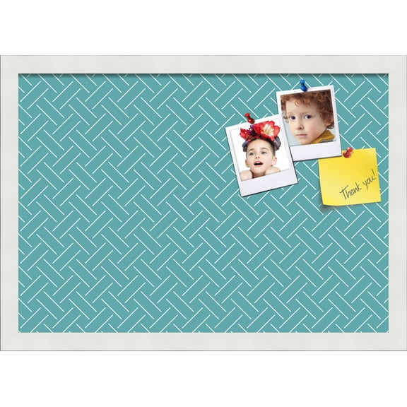PinPix 20x14 Custom Cork Bulletin Board Lattice Aqua Poster Board Has a Fabric Style Canvas Finish, Framed in Lattice Aqua, by ArtToFrames (PinPix-1816)