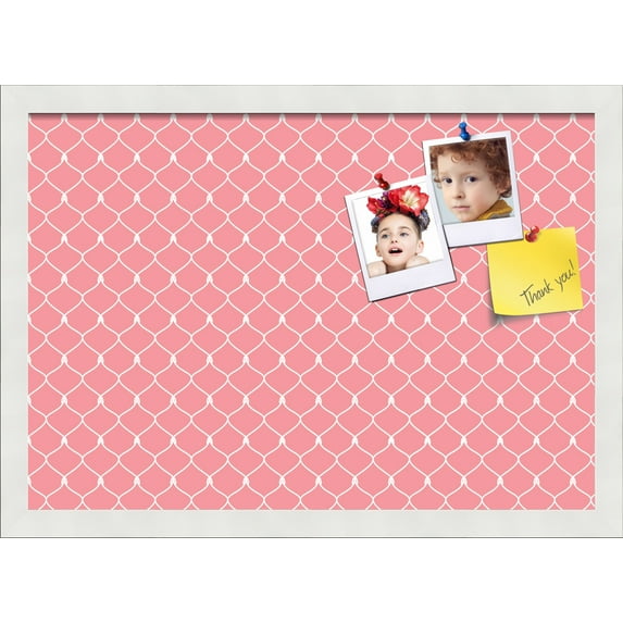 PinPix 20x14 Custom Cork Bulletin Board Light Pink Chain Poster Board Has a Fabric Style Canvas Finish, Framed in Light Pink Chain, by ArtToFrames (PinPix-574)