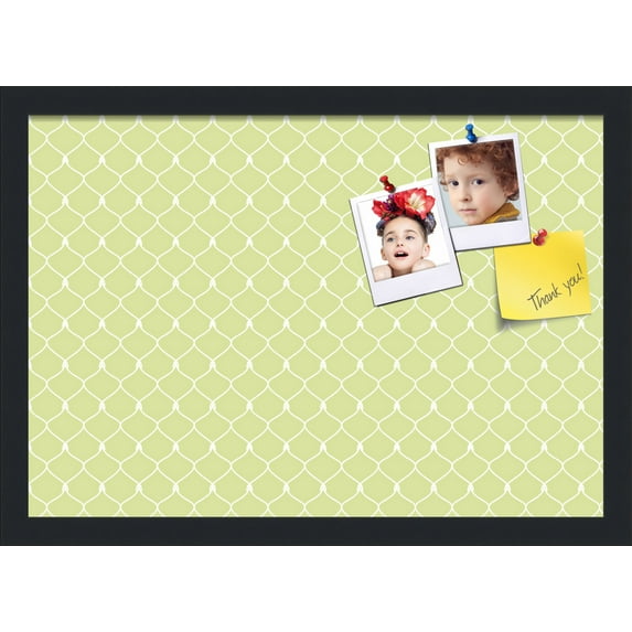PinPix 20x14 Custom Cork Bulletin Board Lime Green Chain Poster Board Has a Fabric Style Canvas Finish, Framed in Lime Green Chain, by ArtToFrames (PinPix-573)