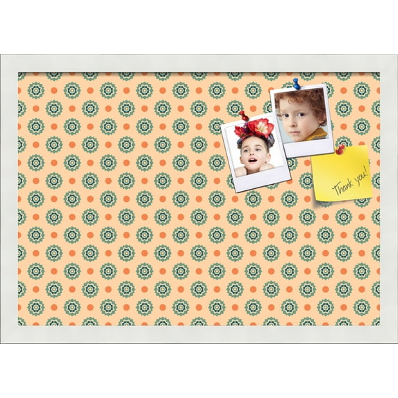 PinPix 20x14 Custom Cork Bulletin Board Orange - Blue Dots Poster Board Has a Fabric Style Canvas Finish, Framed in Orange - Blue Dots, by ArtToFrames (PinPix-411)