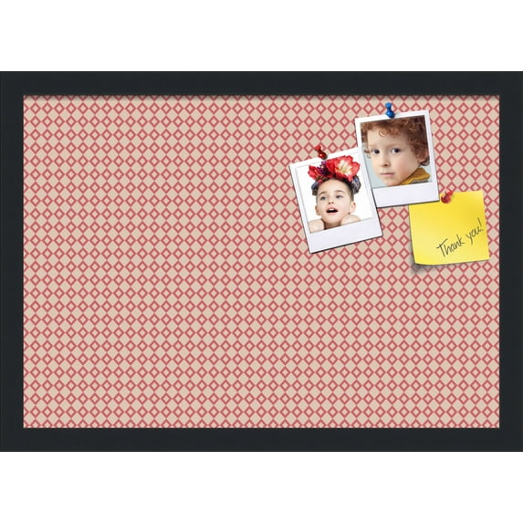 PinPix 20x14 Custom Cork Bulletin Board Pink - Beige Diamond Poster Board Has a Fabric Style Canvas Finish, Framed in Pink - Beige Diamond, by ArtToFrames (PinPix-290)