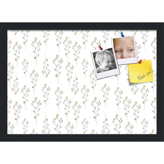 PinPix 20x14 Custom Cork Bulletin Board Vintage Botanical Pewter Poster Board Has a Fabric Style Canvas Finish, Framed in Vintage Botanical Pewter, by ArtToFrames (PinPix-1595)
