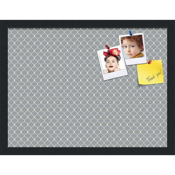 PinPix 20x15 Custom Cork Bulletin Board Grey Chain Poster Board Has a Fabric Style Canvas Finish, Framed in Grey Chain, by ArtToFrames (PinPix-570)