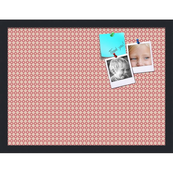 PinPix 20x15 Custom Cork Bulletin Board Pink - Beige Diamond Poster Board Has a Fabric Style Canvas Finish, Framed in Pink - Beige Diamond, by ArtToFrames (PinPix-290)