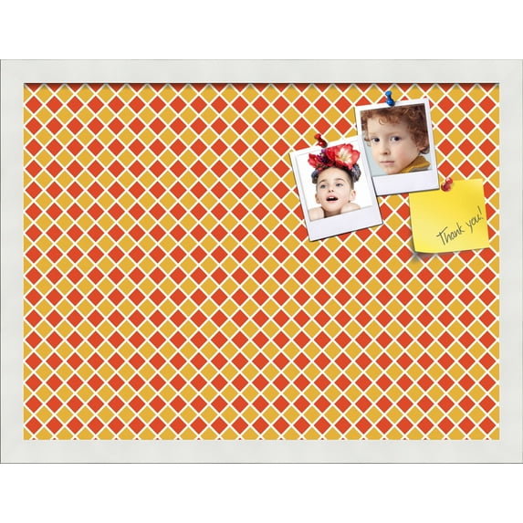 PinPix 20x15 Custom Cork Bulletin Board Red - Orange Diamond Poster Board Has a Fabric Style Canvas Finish, Framed in Red - Orange Diamond, by ArtToFrames (PinPix-331)