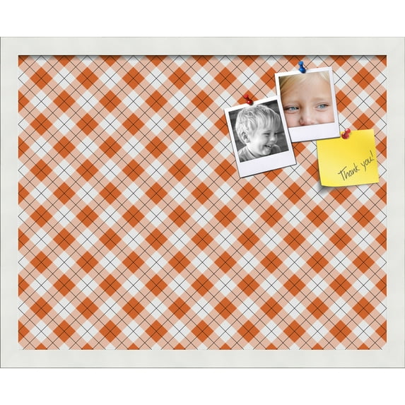 PinPix 20x16 Custom Cork Bulletin Board Argyle Burnt Orange Poster Board Has a Fabric Style Canvas Finish, Framed in Argyle Burnt Orange, by ArtToFrames (PinPix-634)