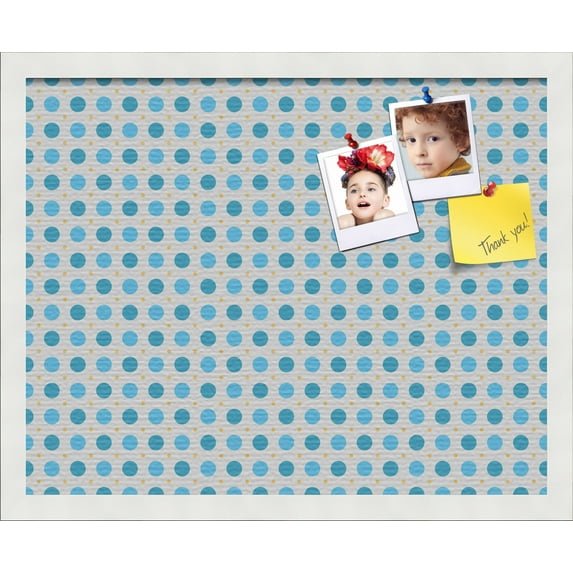 PinPix 20x16 Custom Cork Bulletin Board Bule Polka Dot Poster Board Has a Fabric Style Canvas Finish, Framed in Bule Polka Dot, by ArtToFrames (PinPix-341)