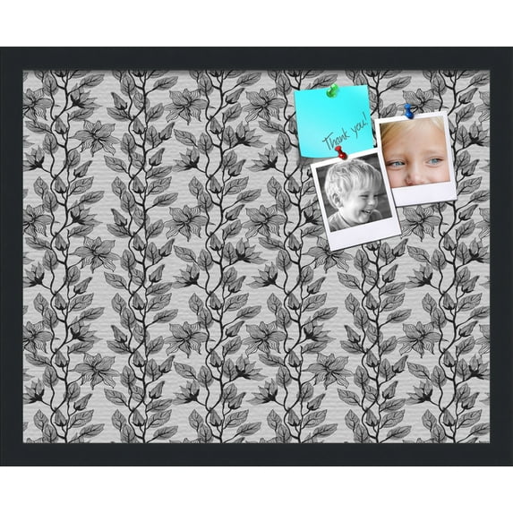PinPix 20x16 Custom Cork Bulletin Board Floral Design Black Carnation Poster Board Has a Fabric Style Canvas Finish, Framed in Floral Design Black Carnation, by ArtToFrames (PinPix-202)