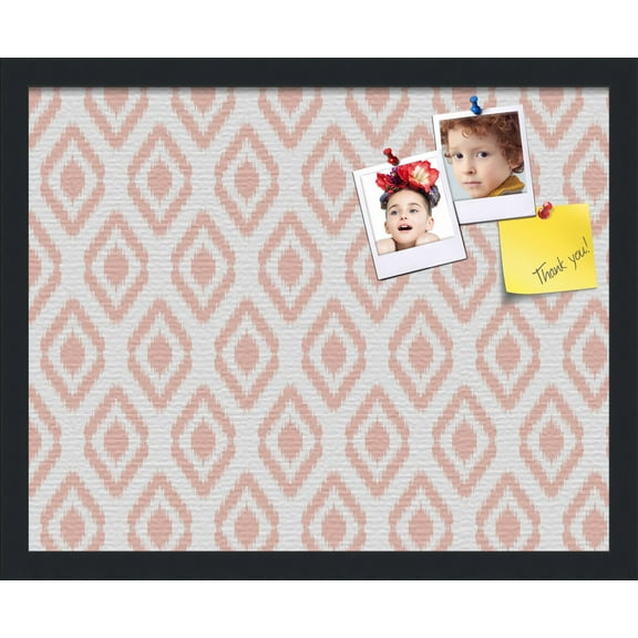 PinPix 20x16 Custom Cork Bulletin Board Ikat Grapefruit Poster Board Has a Fabric Style Canvas Finish, Framed in Ikat Grapefruit, by ArtToFrames (PinPix-1632)