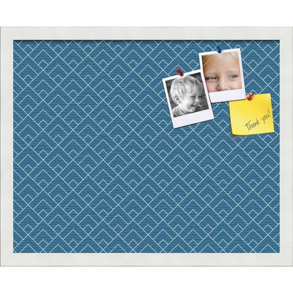PinPix 20x16 Custom Cork Bulletin Board Peaks Modern Pattern Navy Poster Board Has a Fabric Style Canvas Finish, Framed in Peaks Modern Pattern Navy, by ArtToFrames (PinPix-1796)