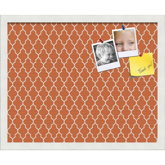 PinPix 20x16 Custom Cork Bulletin Board Quarterfoil Orange Poster Board Has a Fabric Style Canvas Finish, Framed in Quarterfoil Orange, by ArtToFrames (PinPix-328)
