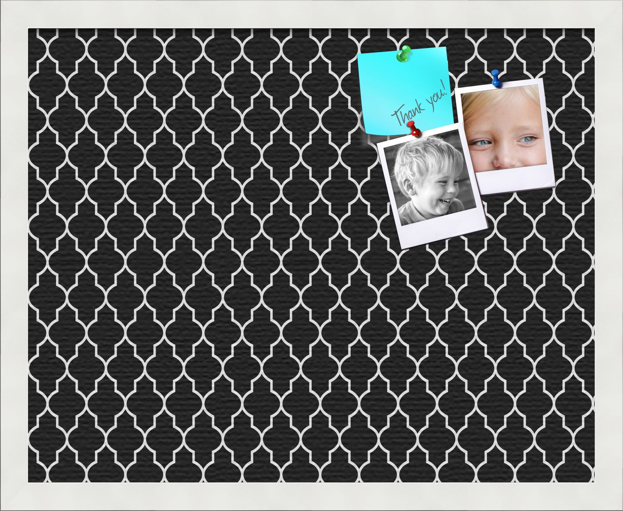PinPix 20x16 Custom Cork Bulletin Board Quatrefoil Black Poster Board PinPix 20x16 Custom Cork Bulletin Board Quatrefoil Black Poster Board
