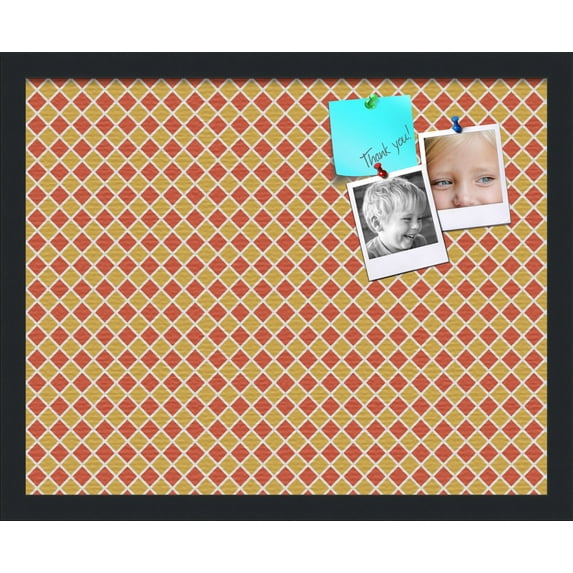 PinPix 20x16 Custom Cork Bulletin Board Red - Orange Diamond Poster Board Has a Fabric Style Canvas Finish, Framed in Red - Orange Diamond, by ArtToFrames (PinPix-331)