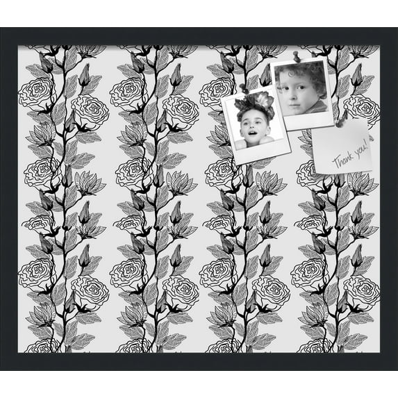 PinPix 20x17 Custom Cork Bulletin Board Floral Design Continuous Roses Poster Board Has a Fabric Style Canvas Finish, Framed in Floral Design Continuous Roses, by ArtToFrames (PinPix-204)