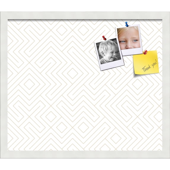 PinPix 20x17 Custom Cork Bulletin Board Maze White Beige Poster Board Has a Fabric Style Canvas Finish, Framed in Maze White Beige, by ArtToFrames (PinPix-1835)