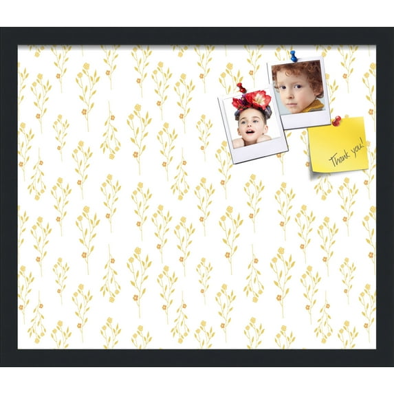 PinPix 20x17 Custom Cork Bulletin Board Vintage Botanical Gold Poster Board Has a Fabric Style Canvas Finish, Framed in Vintage Botanical Gold, by ArtToFrames (PinPix-1593)