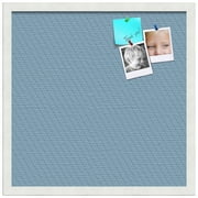 PinPix 20x20 Custom Cork Bulletin Board Lux Stripes Navy Poster Board Has a Fabric Style Canvas Finish, Framed in White, by ArtToFrames (PinPix-1673)
