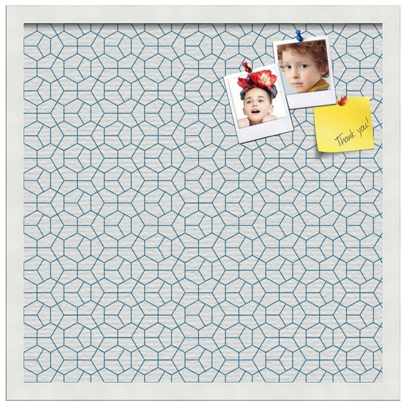 PinPix 20x20 Custom Cork Bulletin Board Modeco Hex Navy Poster Board Has a Fabric Style Canvas Finish, Framed in White, by ArtToFrames (PinPix-1637)