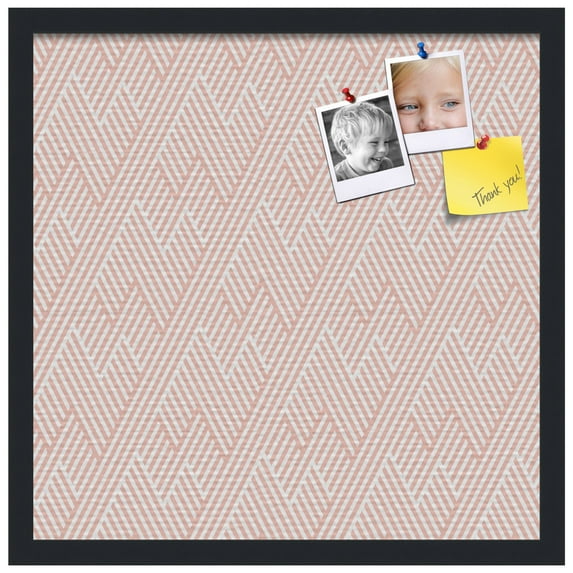 PinPix 20x20 Custom Cork Bulletin Board Modeco Zig Zag Grapefruit Poster Board Has a Fabric Style Canvas Finish, Framed in Black, by ArtToFrames (PinPix-1629)