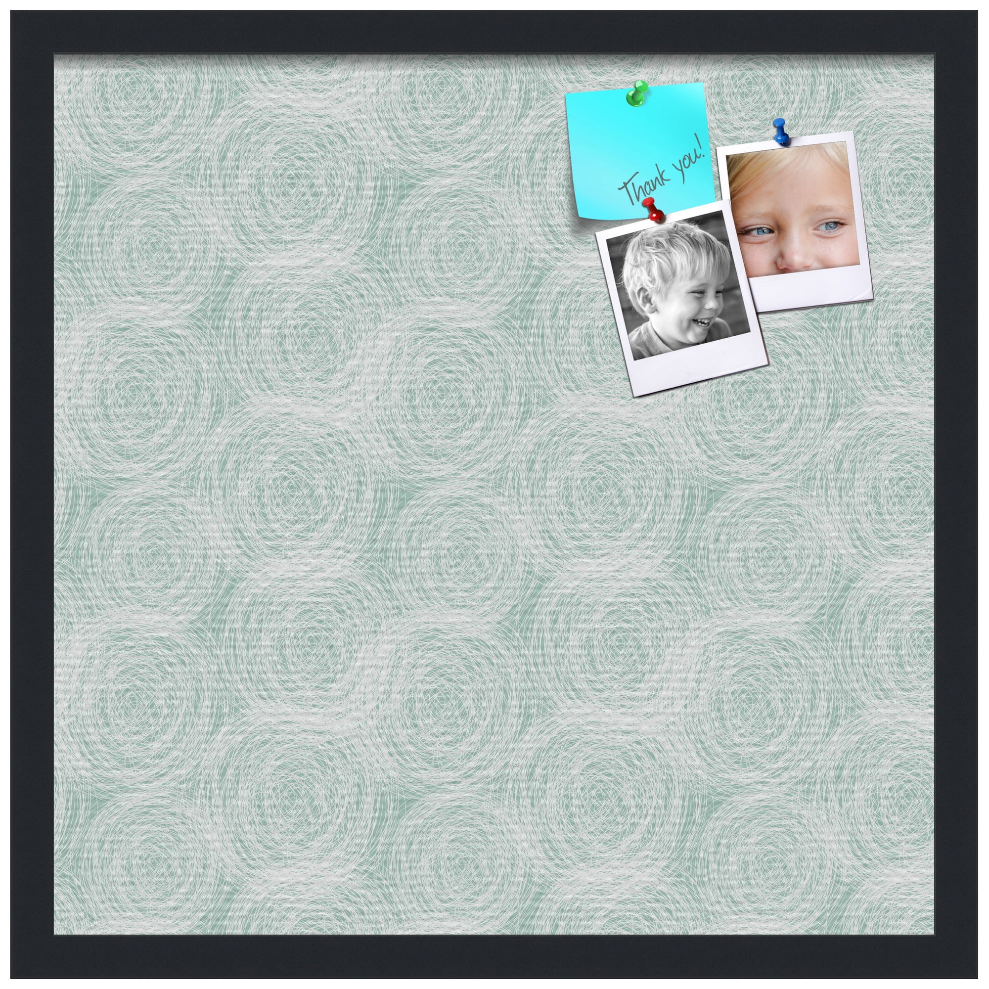 PinPix ArtToFrames 18x18 Custom Cork Bulletin Board    Poster Board Has a Fabric Style Canvas Finish, Framed in Satin Black (PinPix-1926)