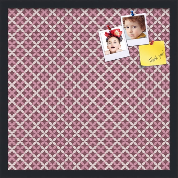 PinPix 20x20 Custom Cork Bulletin Board Poster Board Has a Fabric Style Canvas Finish, Framed in Stylish Pink Pattern, by ArtToFrames (PinPix-470)