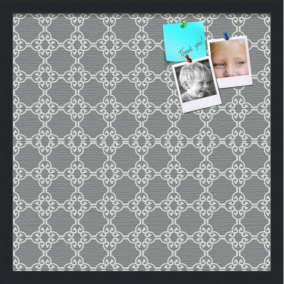 PinPix 20x20 Custom Cork Bulletin Board  Poster Board Has a Fabric Style Canvas Finish, Framed in Grey and White Graphic Lava Pattern, by ArtToFrames (PinPix-231)