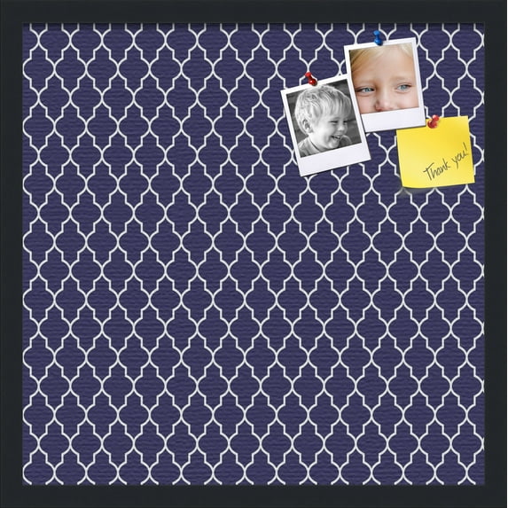 PinPix 20x20 Custom Cork Bulletin Board Quatrefoil Navy Poster Board Has a Fabric Style Canvas Finish, Framed in Quatrefoil Navy, by ArtToFrames (PinPix-285)