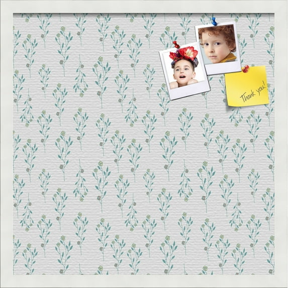 PinPix 20x20 Custom Cork Bulletin Board Vintage Botanical Turquoise Poster Board Has a Fabric Style Canvas Finish, Framed in Vintage Botanical Turquoise, by ArtToFrames (PinPix-1594)