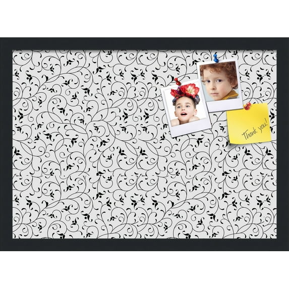 PinPix 21x15 Custom Cork Bulletin Board Bk Seemless Flower Poster Board Has a Fabric Style Canvas Finish, Framed in Bk Seemless Flower, by ArtToFrames (PinPix-122)