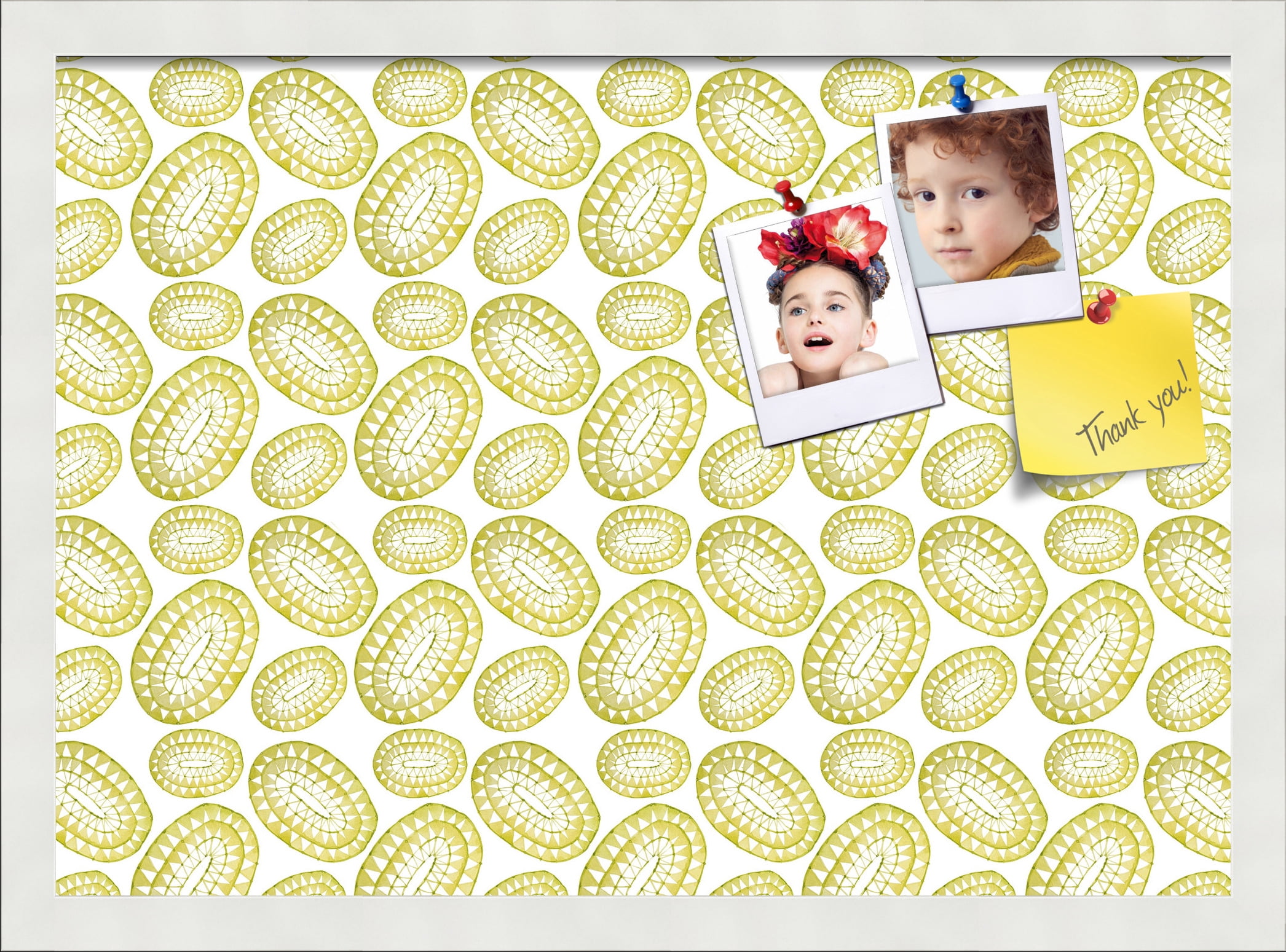 PinPix 21x15 Custom Cork Bulletin Board Bohemian Circles Gold Poster Board Has a Fabric Style Canvas Finish, Framed in Bohemian Circles Gold, by ArtToFrames (PinPix-1585)